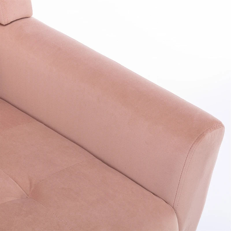 Fauteuil d'appoint capitonné moderne en velours rose de 75 cm avec pieds en bois