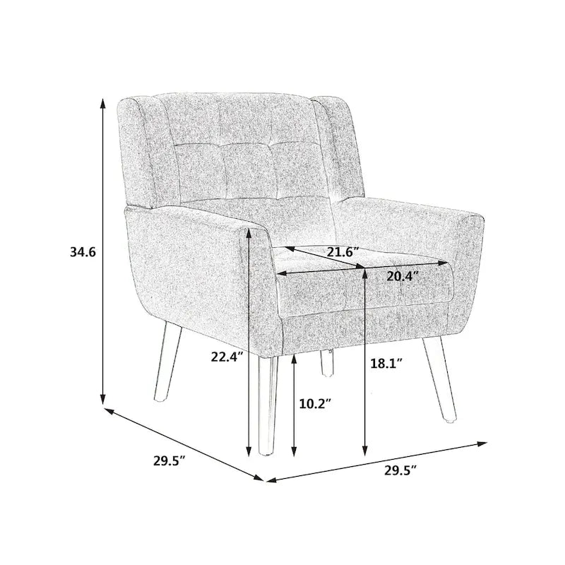 Fauteuil d'appoint capitonné moderne en velours rose de 75 cm avec pieds en bois
