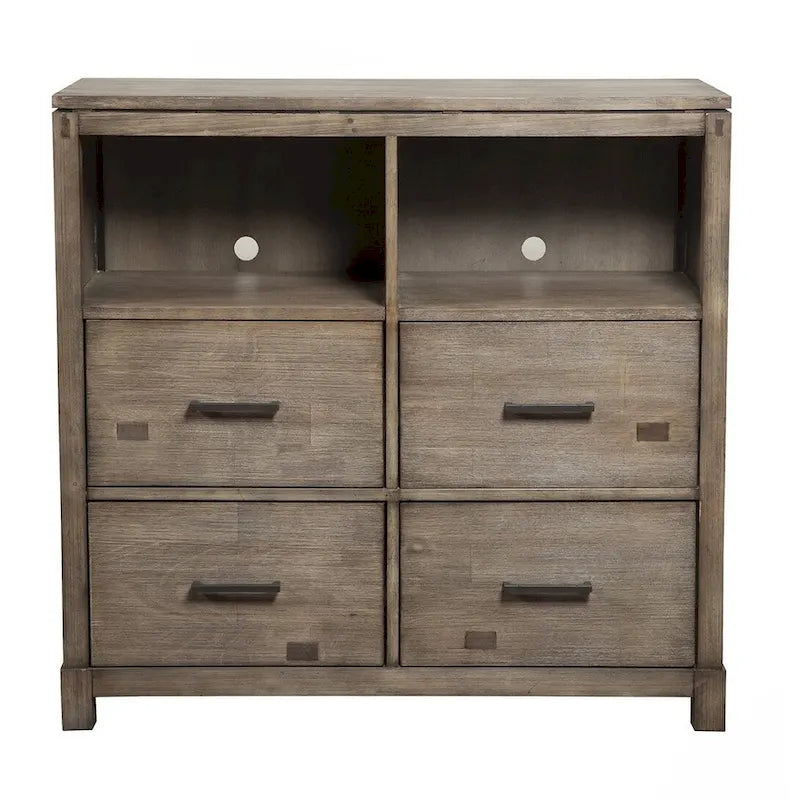 Meuble TV 42 pouces en bois massif marron à étagères ouvertes - 40 x 41,5 x 18
