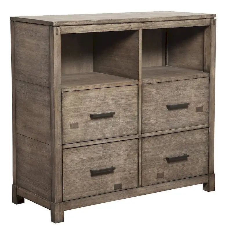 Meuble TV 42 pouces en bois massif marron à étagères ouvertes - 40 x 41,5 x 18