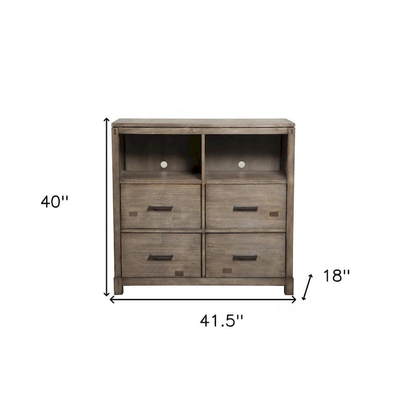 Meuble TV 42 pouces en bois massif marron à étagères ouvertes - 40 x 41,5 x 18