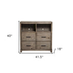 Meuble TV 42 pouces en bois massif marron à étagères ouvertes - 40 x 41,5 x 18