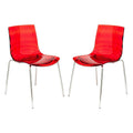 Chaise de salle à manger en acrylique Astor avec pieds chromés (lot de 2) Chaise d'appoint moderne