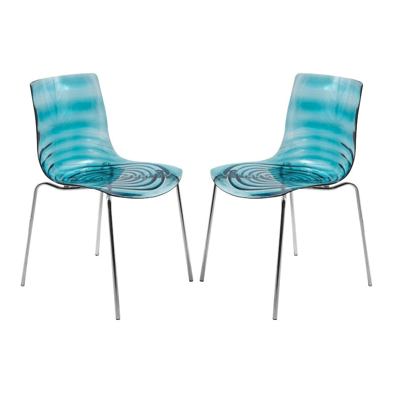 Chaises de salle à manger en acrylique avec pieds chromés (lot de deux) - Chaises d'appoint de style moderne