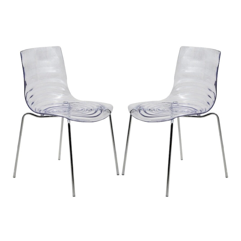 Chaises de salle à manger en acrylique avec pieds chromés (lot de deux) - Chaises d'appoint de style moderne
