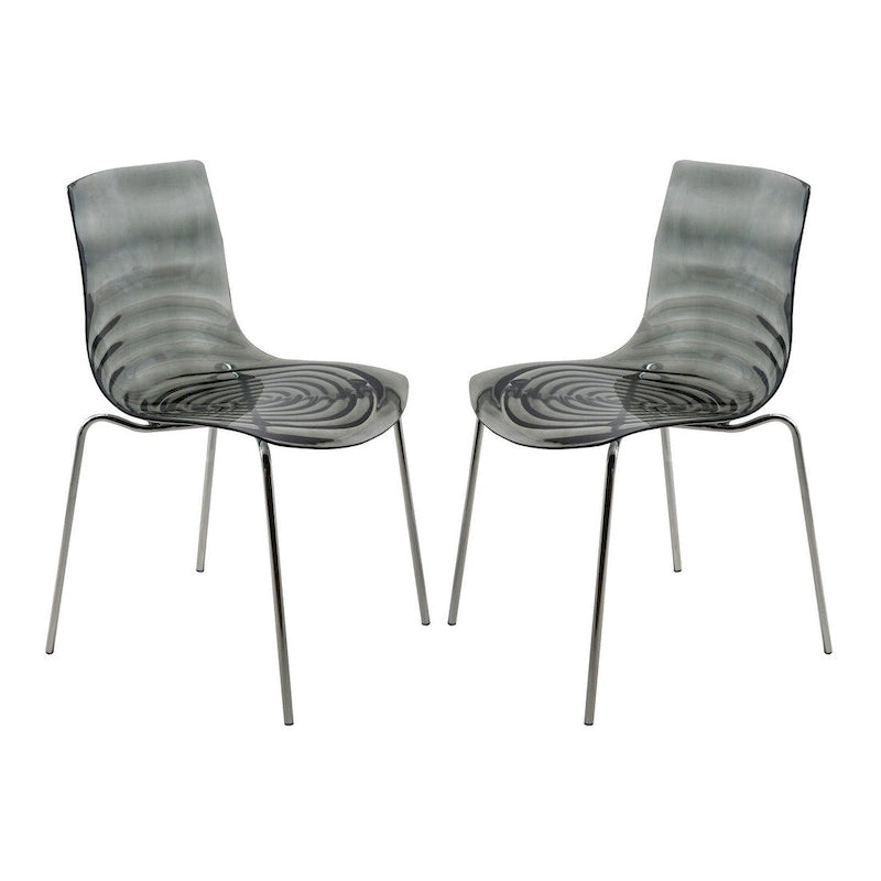 Chaises de salle à manger en acrylique avec pieds chromés (lot de deux) - Chaises d'appoint de style moderne