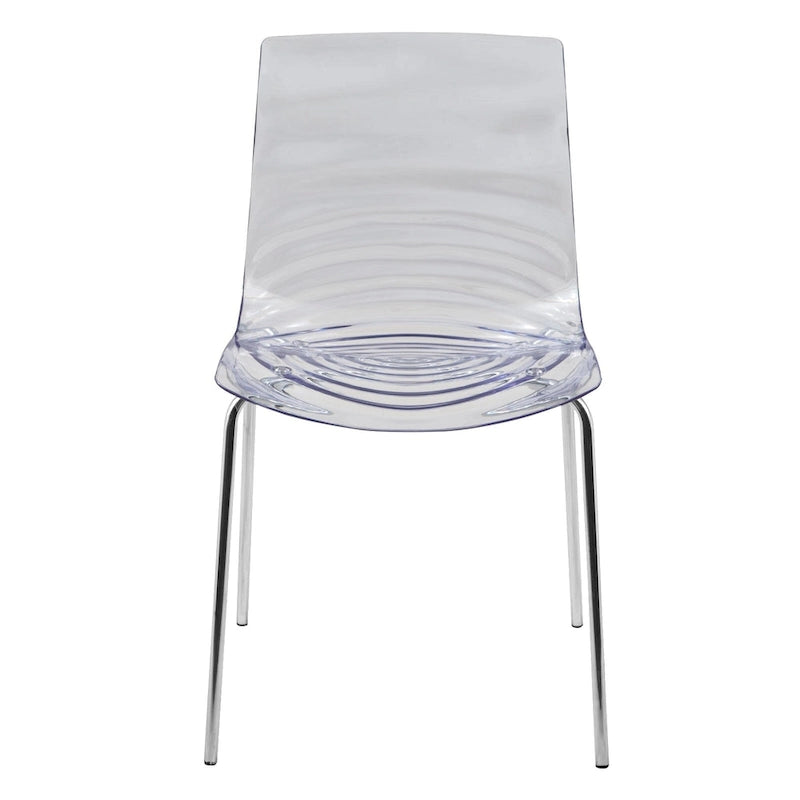 Chaise de salle à manger en acrylique Astor avec pieds chromés (lot de 2) Chaise d'appoint moderne