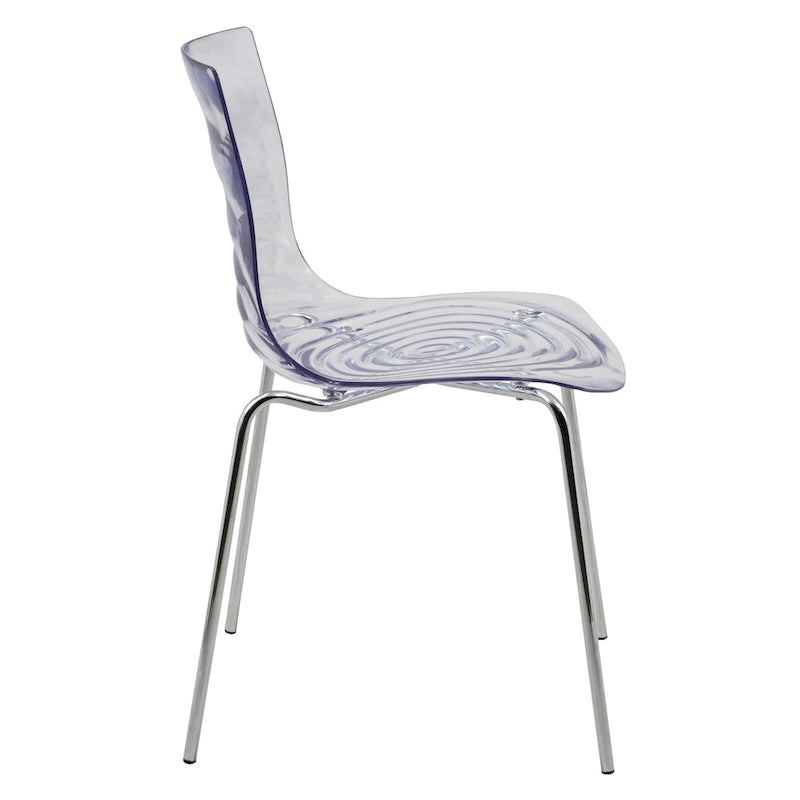 Chaise de salle à manger en acrylique Astor avec pieds chromés (lot de 2) Chaise d'appoint moderne