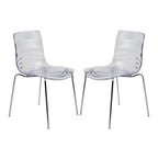Chaises de salle à manger en acrylique avec pieds chromés (lot de deux) - Chaises d'appoint de style moderne