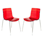 Chaises de salle à manger en acrylique avec pieds chromés (lot de deux) - Chaises d'appoint de style moderne