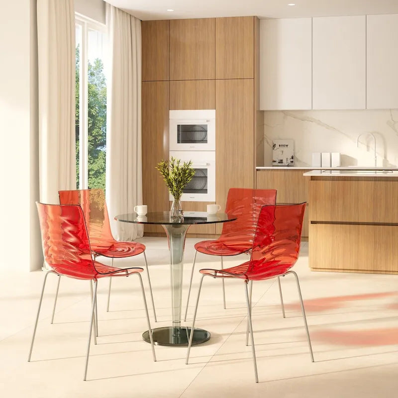 Chaise de salle à manger en acrylique Astor avec pieds chromés (lot de 2) Chaise d'appoint moderne