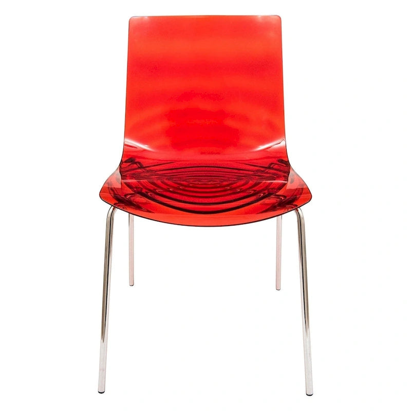 Chaise de salle à manger en acrylique Astor avec pieds chromés (lot de 2) Chaise d'appoint moderne