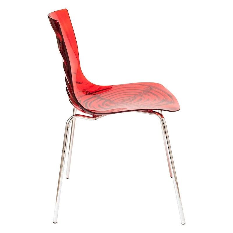 Chaise de salle à manger en acrylique Astor avec pieds chromés (lot de 2) Chaise d'appoint moderne