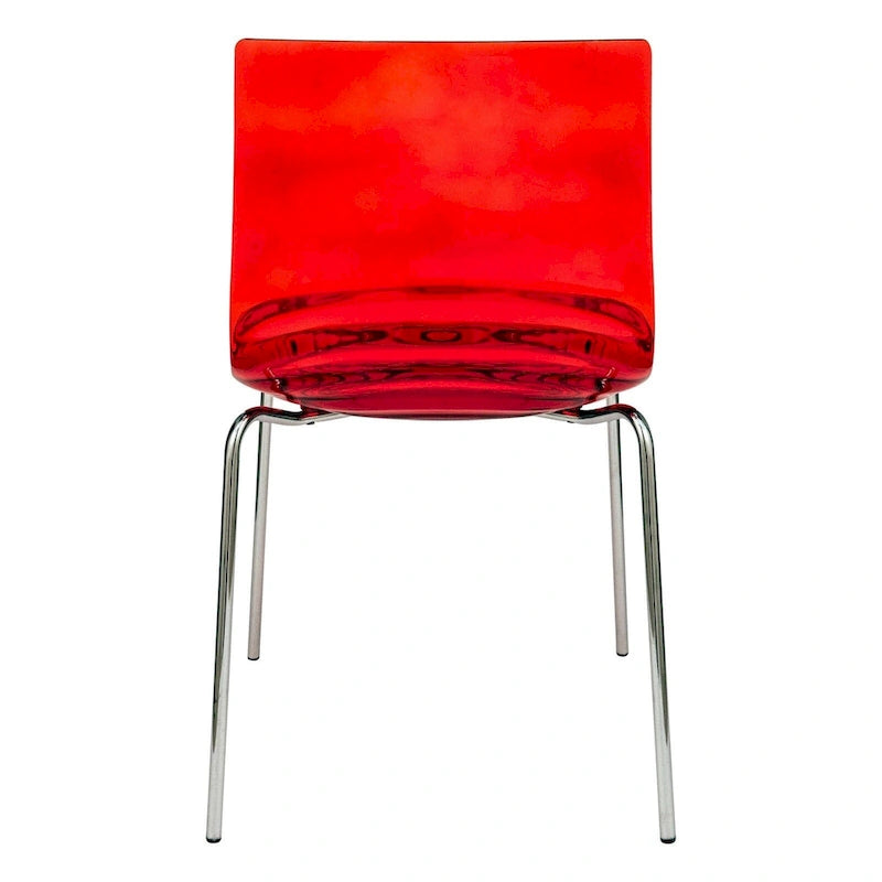 Chaise de salle à manger en acrylique Astor avec pieds chromés (lot de 2) Chaise d'appoint moderne