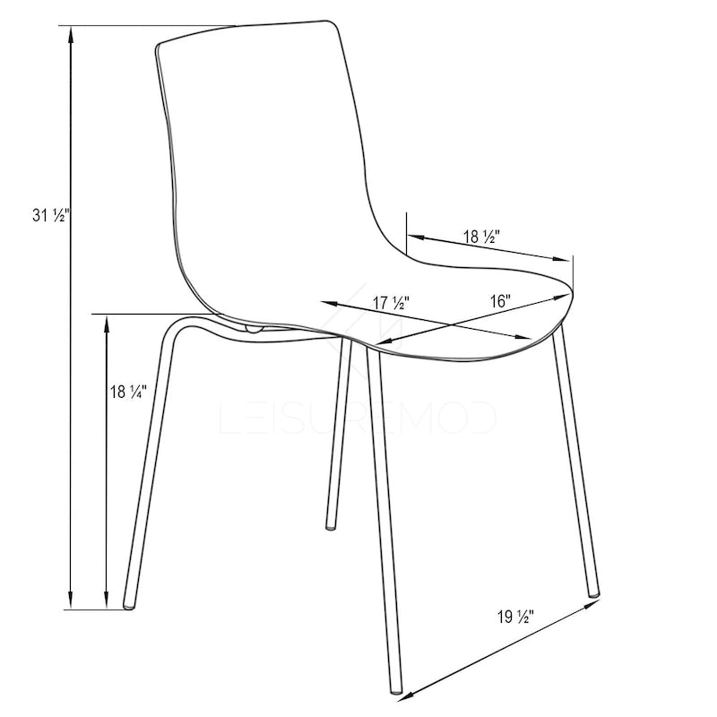 Chaise de salle à manger en acrylique Astor avec pieds chromés (lot de 2) Chaise d'appoint moderne