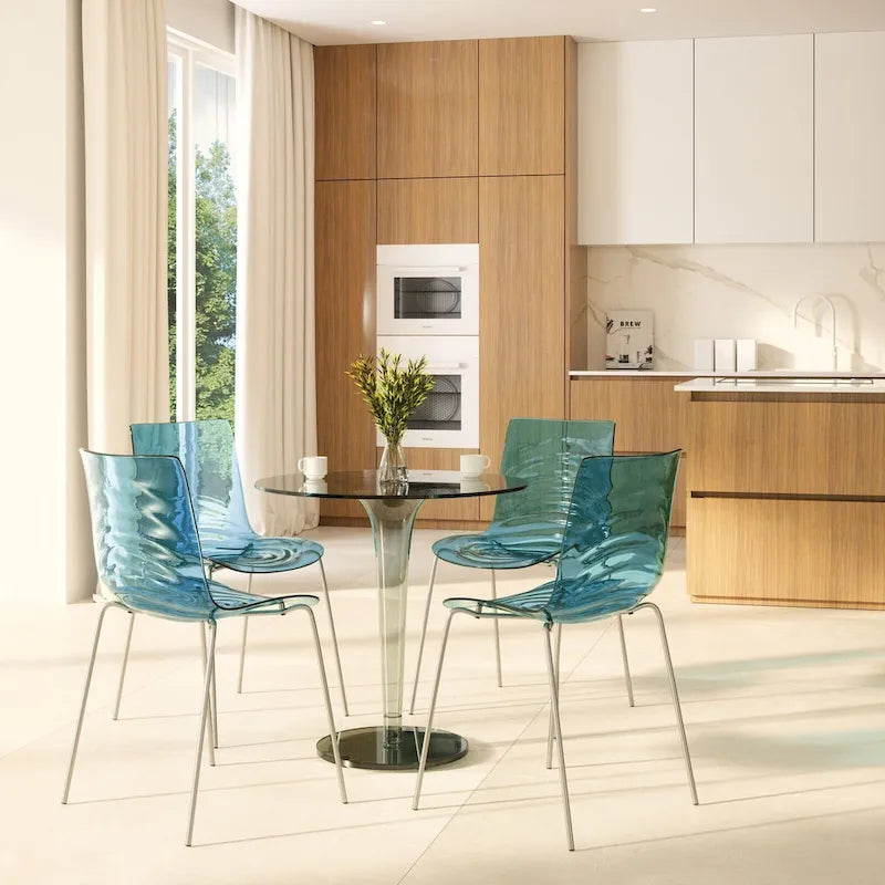 Chaise de salle à manger en acrylique Astor avec pieds chromés (lot de 2) Chaise d'appoint moderne