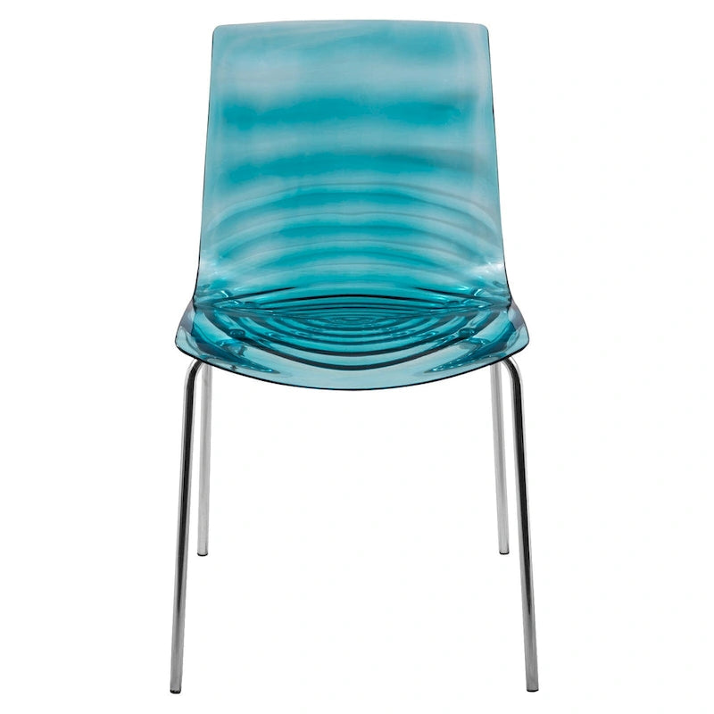 Chaise de salle à manger en acrylique Astor avec pieds chromés (lot de 2) Chaise d'appoint moderne