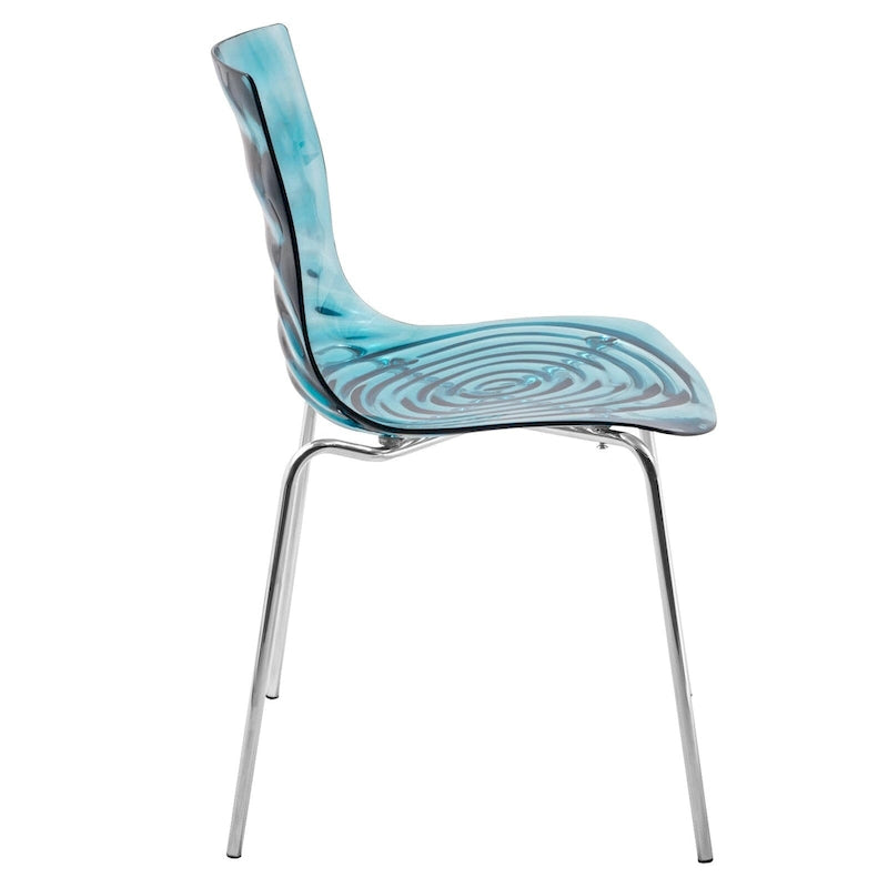 Chaise de salle à manger en acrylique Astor avec pieds chromés (lot de 2) Chaise d'appoint moderne