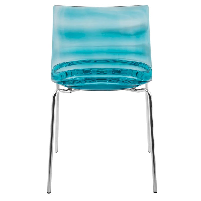 Chaise de salle à manger en acrylique Astor avec pieds chromés (lot de 2) Chaise d'appoint moderne