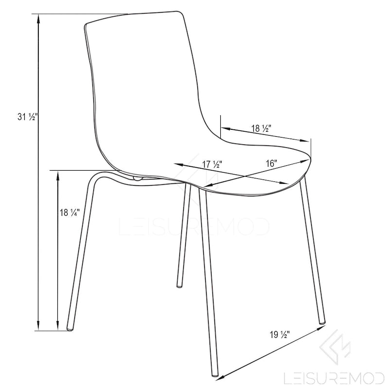Chaise de salle à manger en acrylique Astor avec pieds chromés (lot de 2) Chaise d'appoint moderne