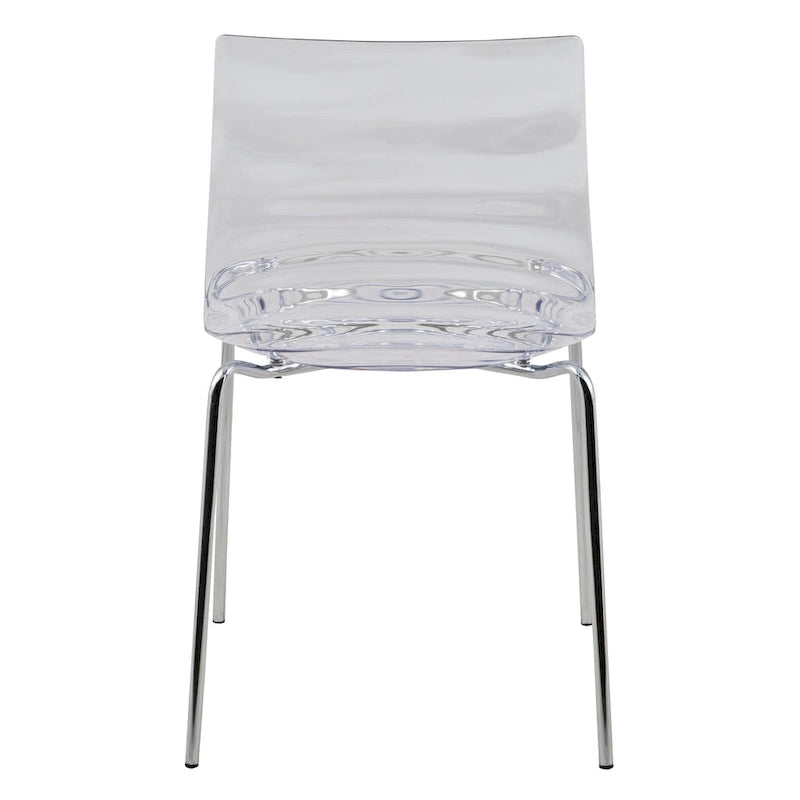 Chaise de salle à manger en acrylique Astor avec pieds chromés (lot de 2) Chaise d'appoint moderne