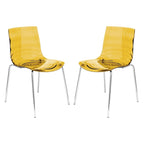 Chaises de salle à manger en acrylique avec pieds chromés (lot de deux) - Chaises d'appoint de style moderne