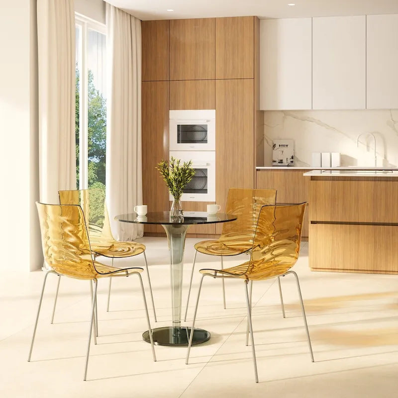 Chaise de salle à manger en acrylique Astor avec pieds chromés (lot de 2) Chaise d'appoint moderne