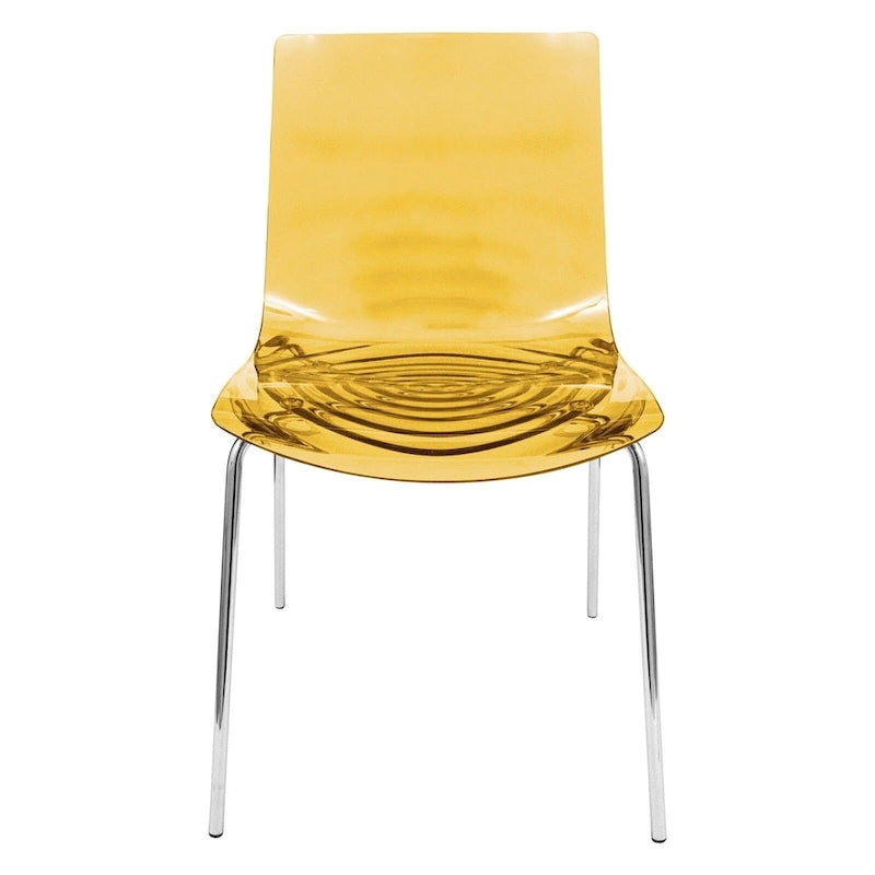 Chaise de salle à manger en acrylique Astor avec pieds chromés (lot de 2) Chaise d'appoint moderne