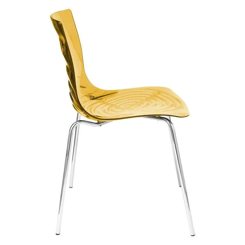 Chaise de salle à manger en acrylique Astor avec pieds chromés (lot de 2) Chaise d'appoint moderne