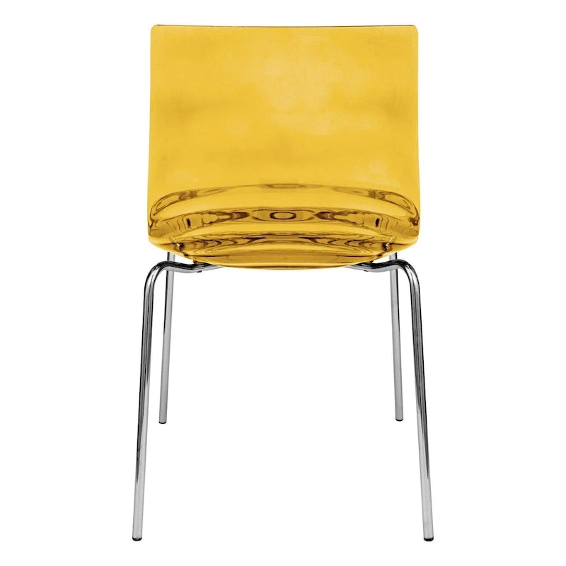 Chaise de salle à manger en acrylique Astor avec pieds chromés (lot de 2) Chaise d'appoint moderne