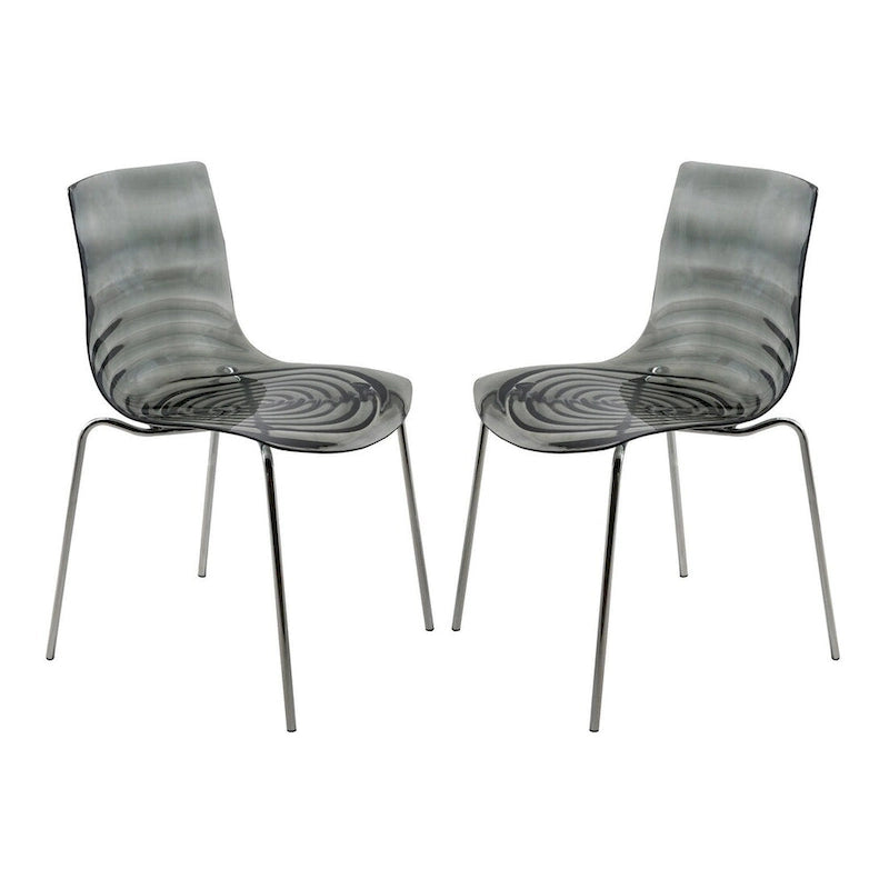 Chaise de salle à manger en acrylique Astor avec pieds chromés (lot de 2) Chaise d'appoint moderne
