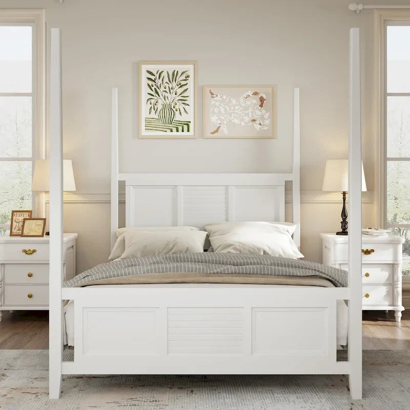 Queen Solid Pine Four Poster Bed with 75 Tall Frame