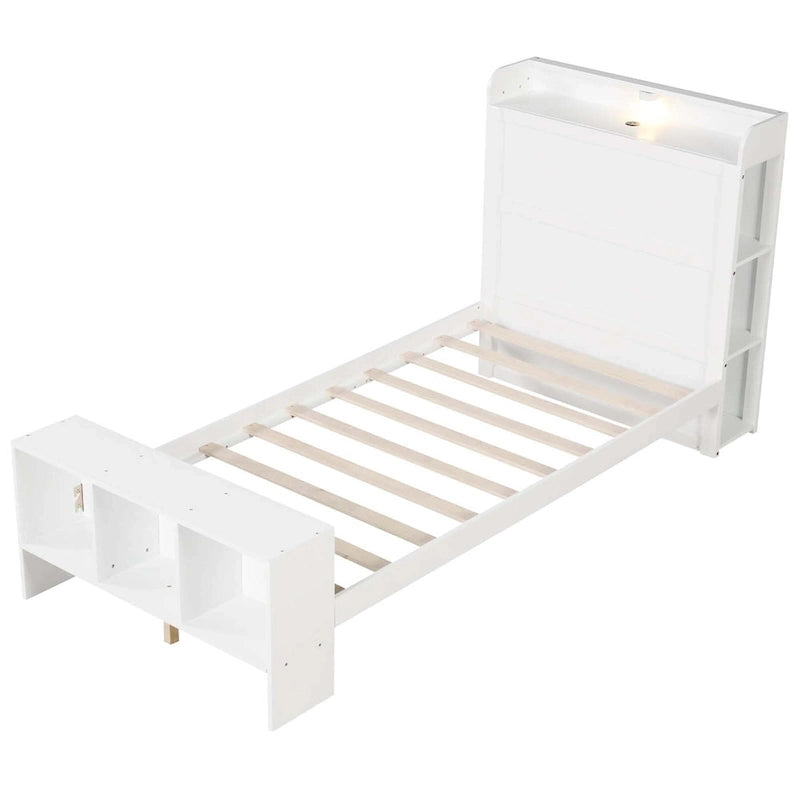 Cadre de lit double/grand avec tête et pied de lit de rangement