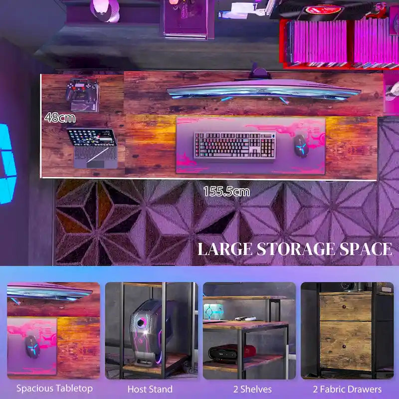 Bureau d'angle en L rotatif à 180° avec étagères de rangement, tiroir et meuble, poste de travail d'étude pour bureau à domicile