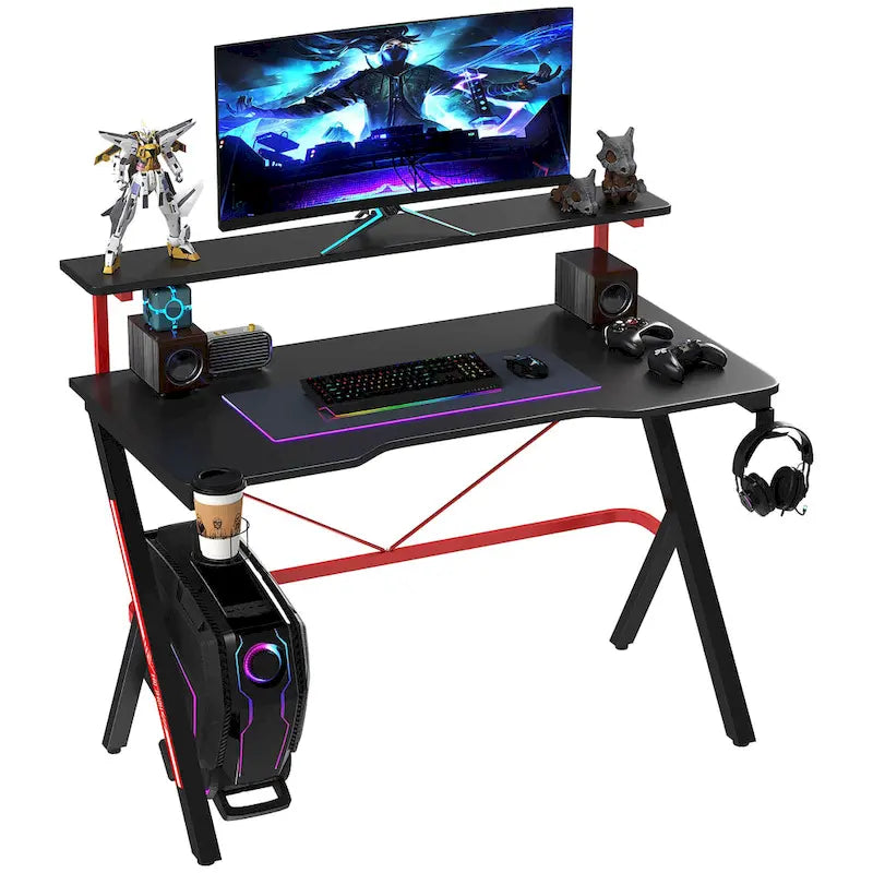 Bureau d'angle en L rotatif à 180° avec étagères de rangement, tiroir et meuble, poste de travail d'étude pour bureau à domicile