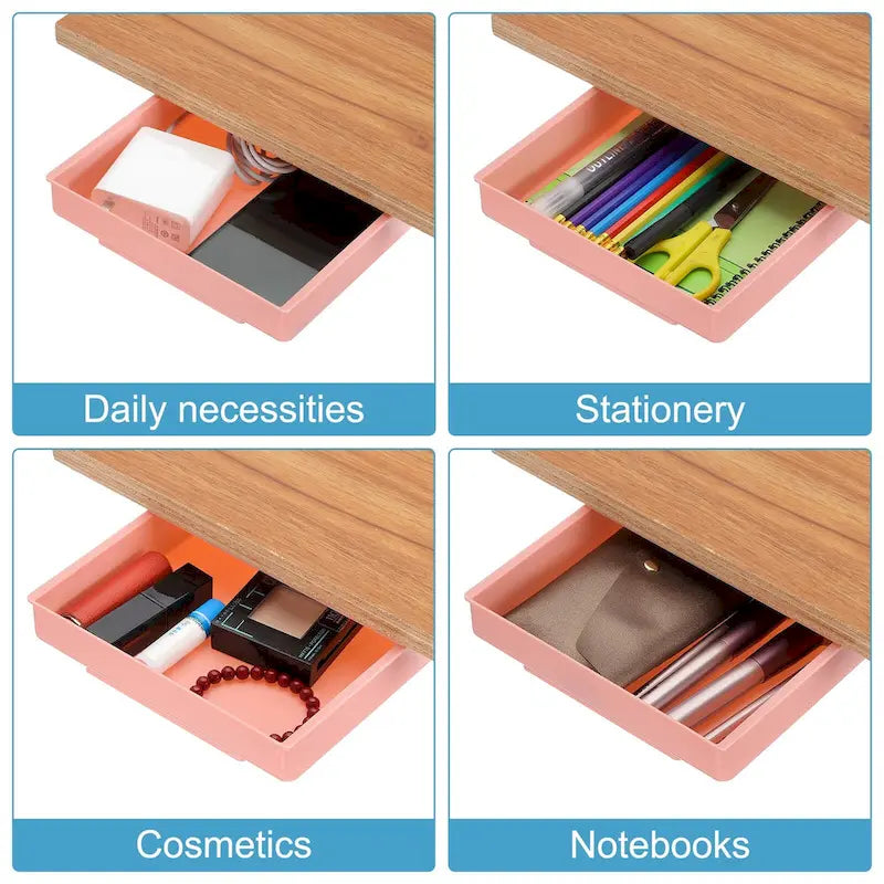 Tiroir de bureau autocollant pour bureau assis-debout, lot de 4 - 22 x 15,5 x 3,5 cm