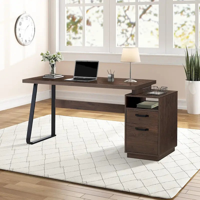 Bureau d'ordinateur à domicile avec tiroirs/classeurs pour dossiers format lettre