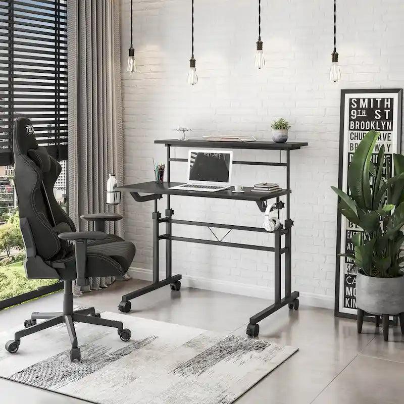 Techni Mobili Rolling Writing Desk with Height Adjustable Desktop