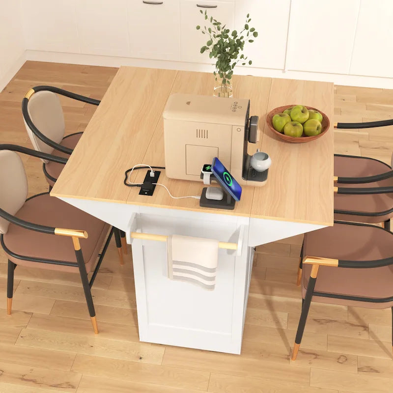 55,7" Grand îlot de cuisine avec 2 abattants (tabourets non inclus)
