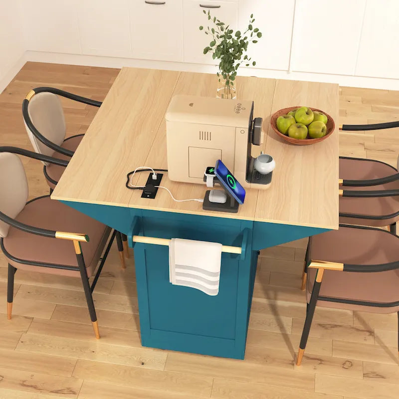 55,7" Grand îlot de cuisine avec 2 abattants (tabourets non inclus)