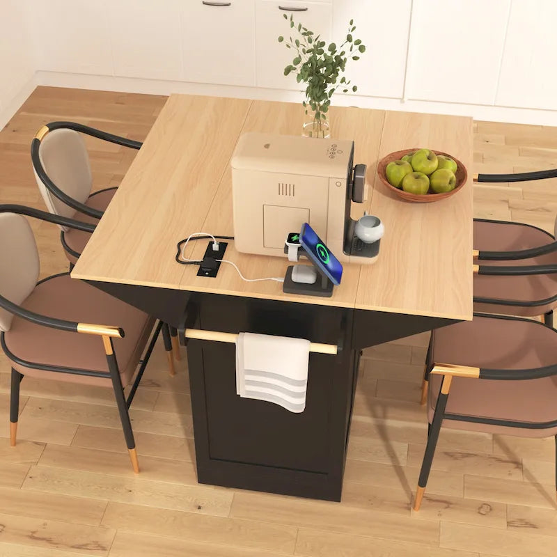 55,7" Grand îlot de cuisine avec 2 abattants (tabourets non inclus)