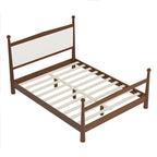 Lit plateforme avec tête de lit capitonnée en tissu bouclette, sommier à lattes en bois ne nécessitant pas de sommier tapissier, lit bas - Design minimaliste
