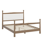 Lit plateforme avec tête de lit capitonnée en tissu bouclette, sommier à lattes en bois ne nécessitant pas de sommier tapissier, lit bas - Design minimaliste