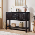 Table Console Buffet en Bois Massif avec 2 Tiroirs, Placards et Étagère Inférieure, Meuble de Rangement pour Salle à Manger