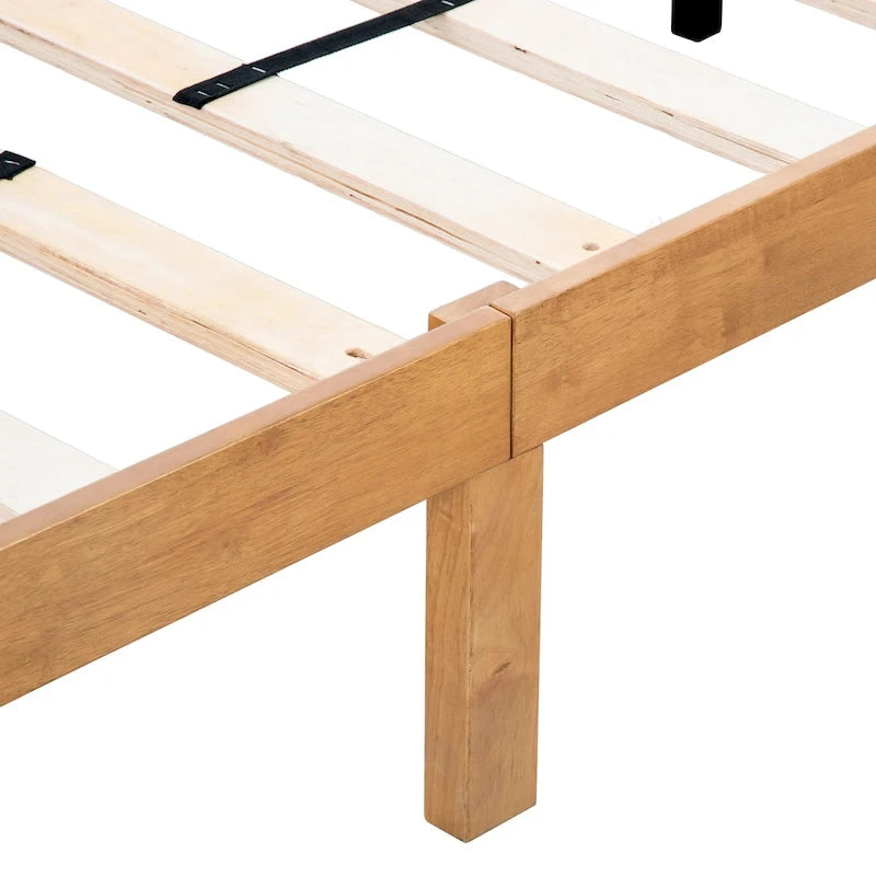 Lit plateforme Queen en bois avec support de lattes en bois solide pour chambre à coucher