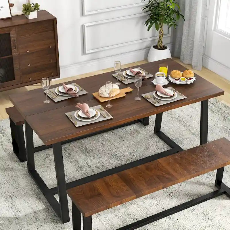 63 Grande table à manger pour 4 à 6 personnes avec métal robuste - Voir les détails