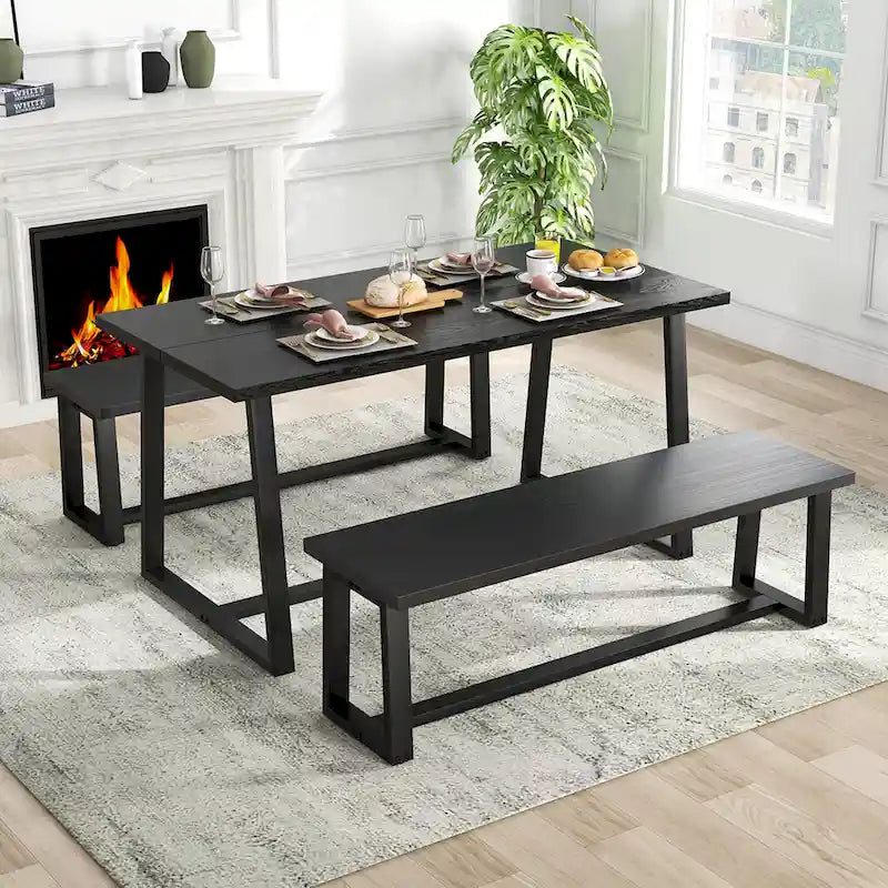 63 Grande table à manger pour 4 à 6 personnes avec métal robuste - Voir les détails