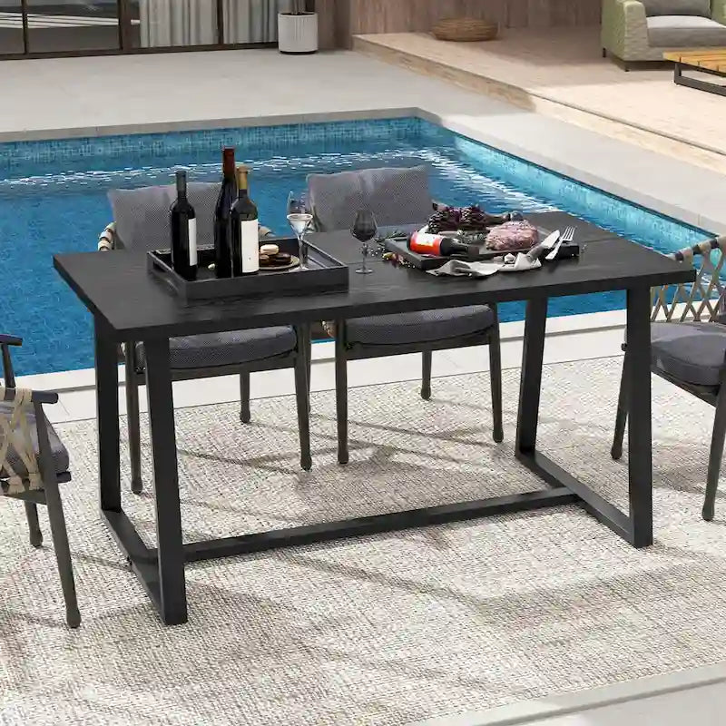 63 Grande table à manger pour 4 à 6 personnes avec métal robuste - Voir les détails