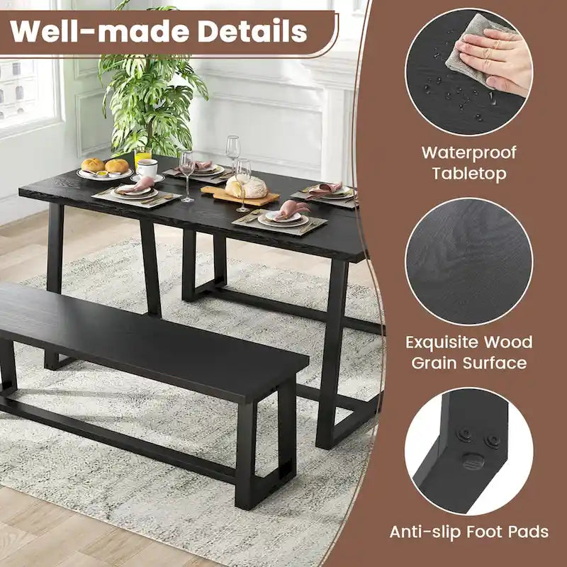 63 Grande table à manger pour 4 à 6 personnes avec métal robuste - Voir les détails