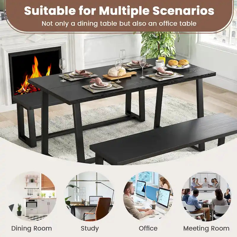 63 Grande table à manger pour 4 à 6 personnes avec métal robuste - Voir les détails